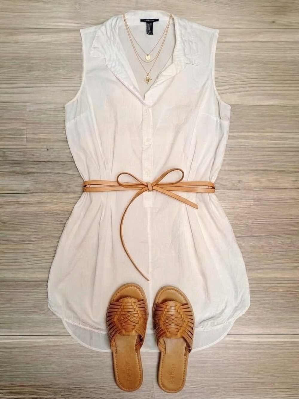 Forever 21 White Sleeveless Tunic Dress Size M Old Money Quiet Luxury